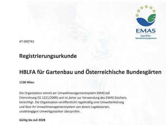 Ausschnitt EMAS-Zertifizierung