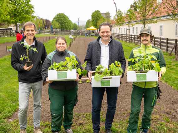 Unsere Lehrlinge bei der Beetübergabe